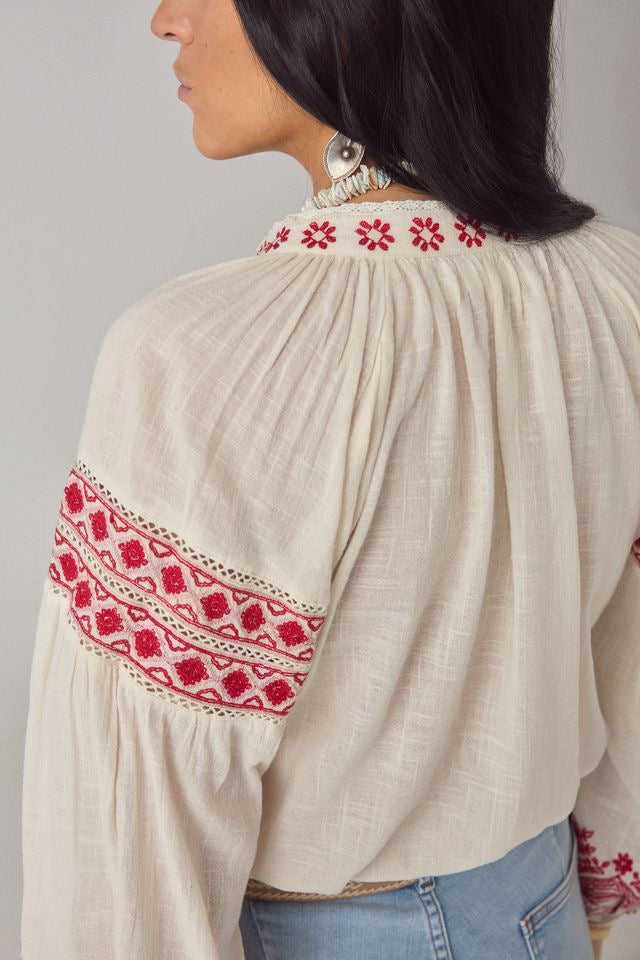 Antonella Blouse in Cranberry by Maison Hotel
