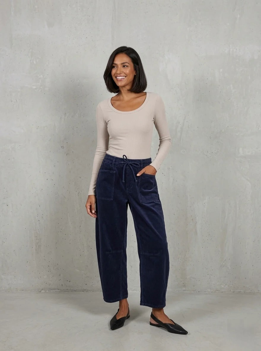 Leo Barrel Jean in Navy Cord  by Monaco Jeans