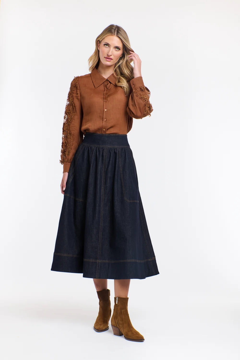 Marion Denim Skirt in Dark Denim by 365 Days