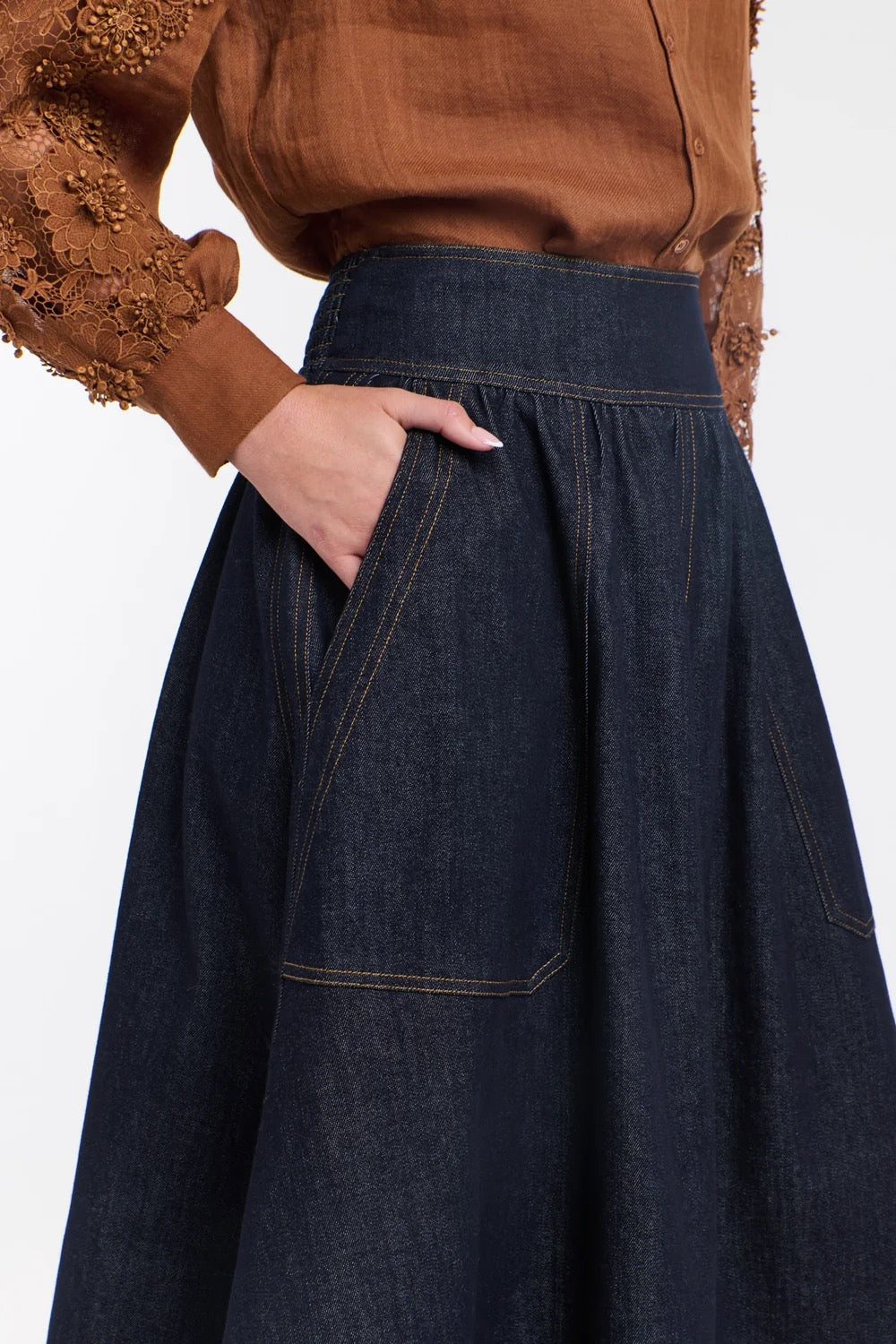 Marion Denim Skirt in Dark Denim by 365 Days
