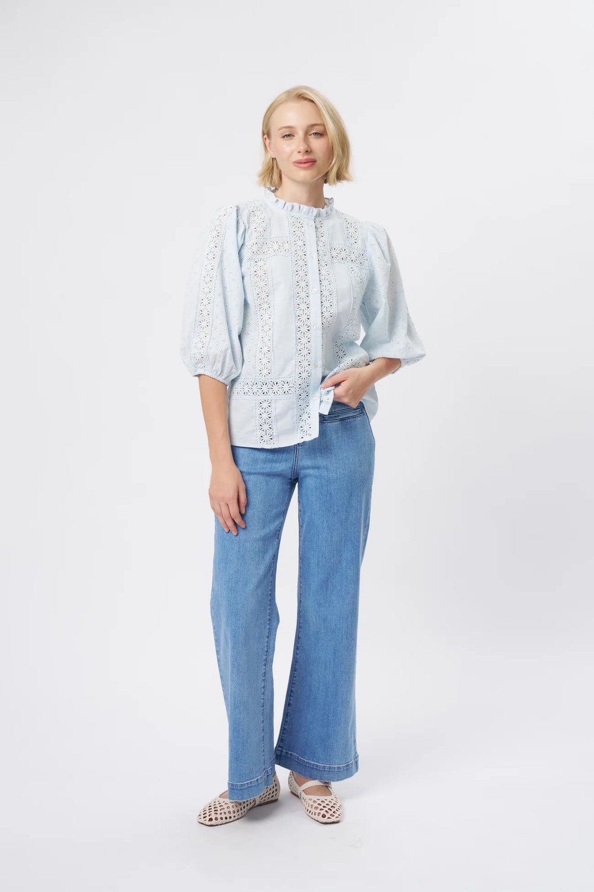 Isabella Shirt in Powder Blue by Kireina