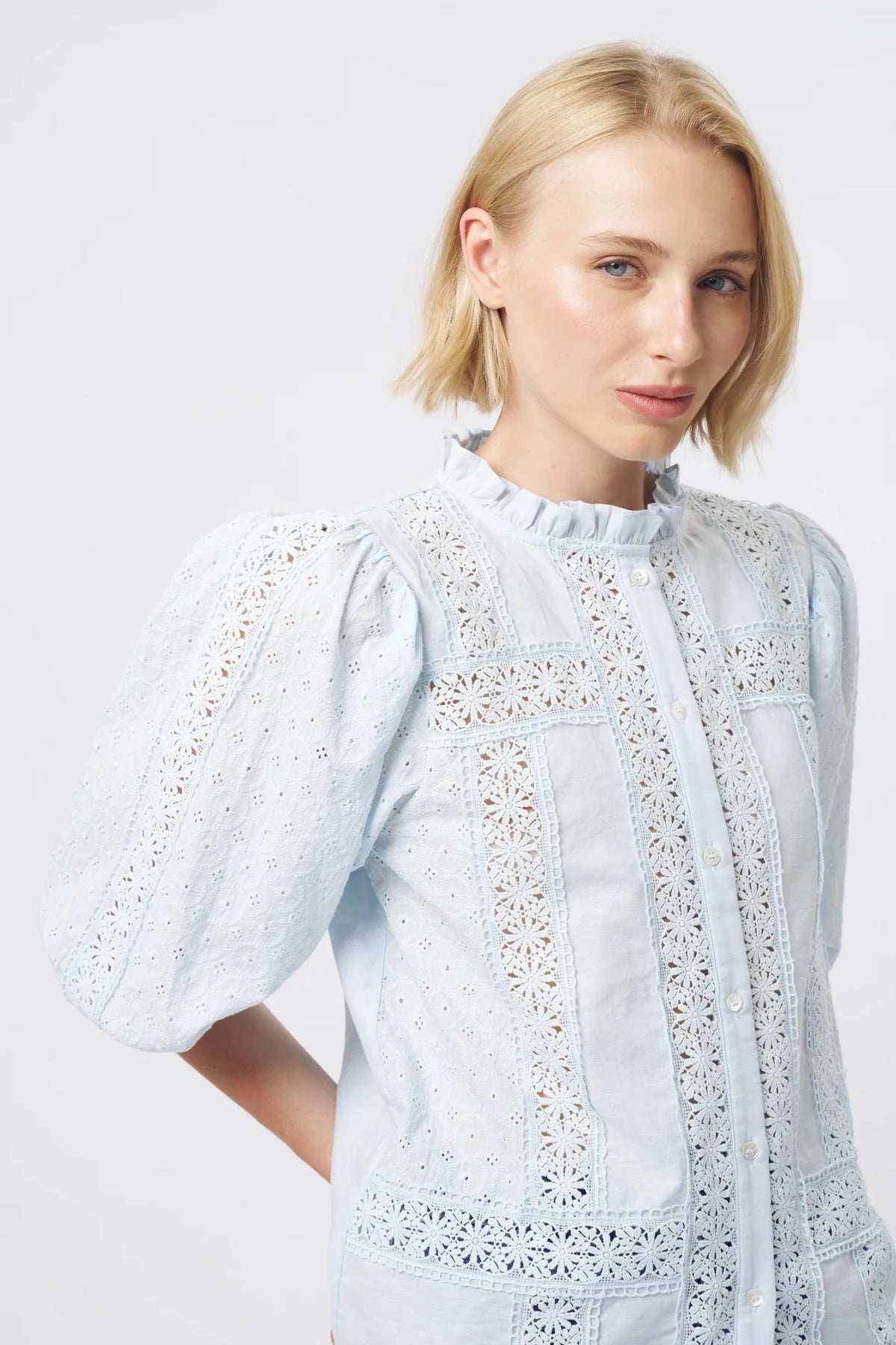 Isabella Shirt in Powder Blue by Kireina