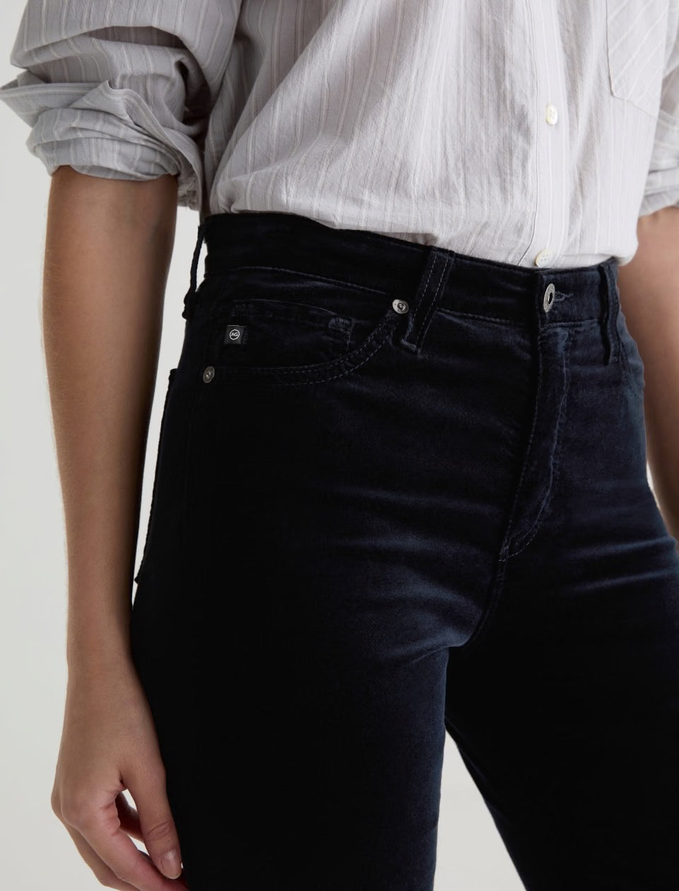 Mari Velvet Jean by AG in Super Black