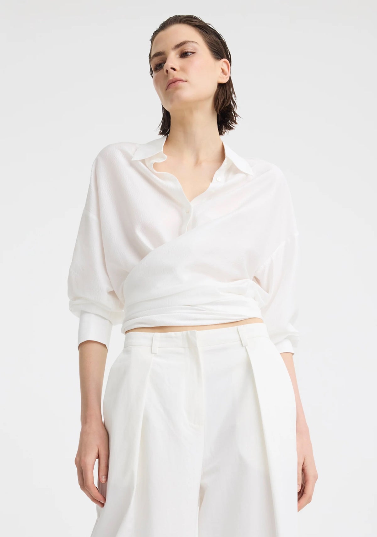 Celine Wrap Shirt in White by Morrison