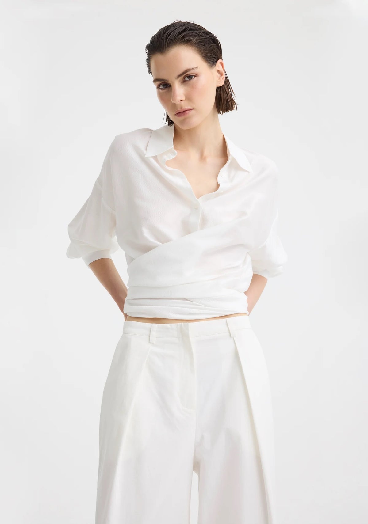 Celine Wrap Shirt in White by Morrison