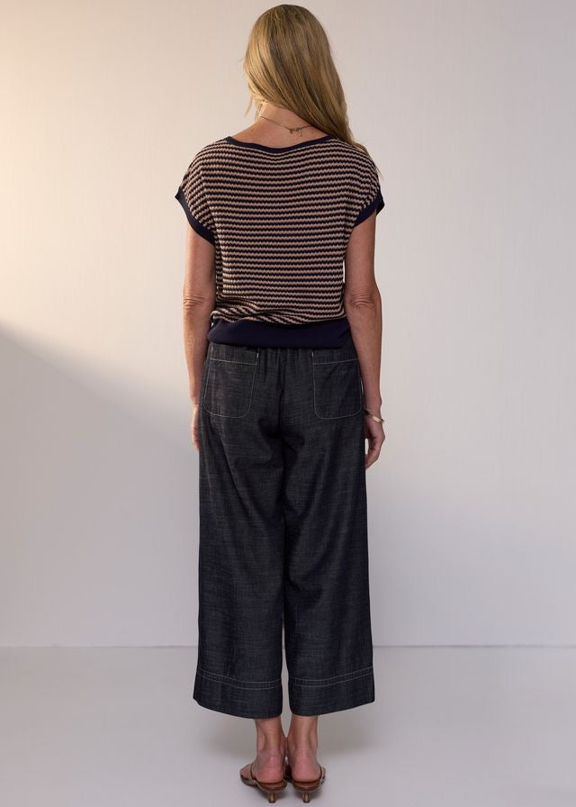 Naia Wobble Stripe Tee in Ink/Clay by POL
