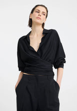Load image into Gallery viewer, Celine Wrap Shirt in Black by Morrison
