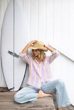 Load image into Gallery viewer, Sunshine Mauve Stripe Boyfriend Linen Shirt by HUT
