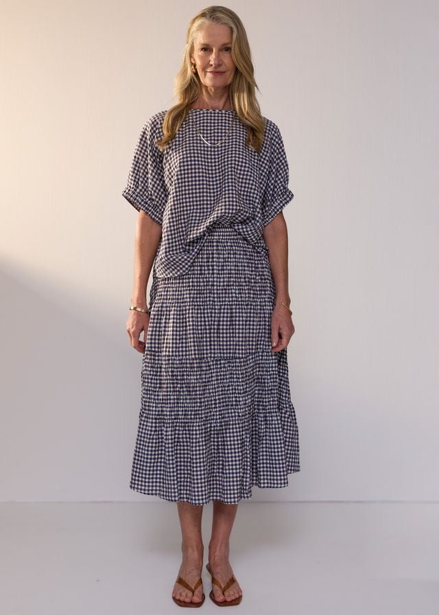 Mira Top in Ink Gingham by POL