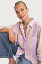 Load image into Gallery viewer, Sunshine Mauve Stripe Boyfriend Linen Shirt by HUT
