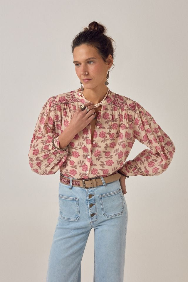 Lennox Blouse in Gordon Roses Pink by Maison Hotel