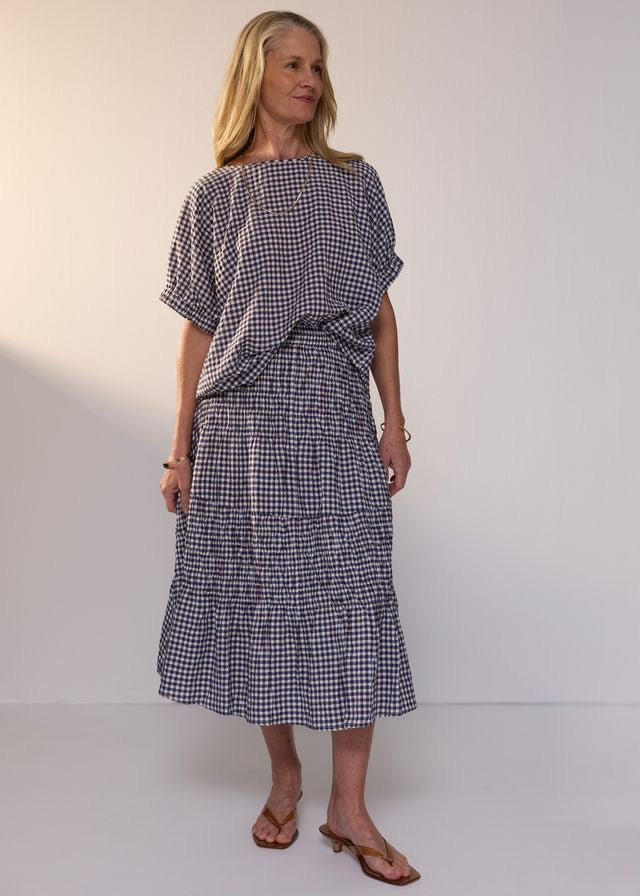 Mira Top in Ink Gingham by POL