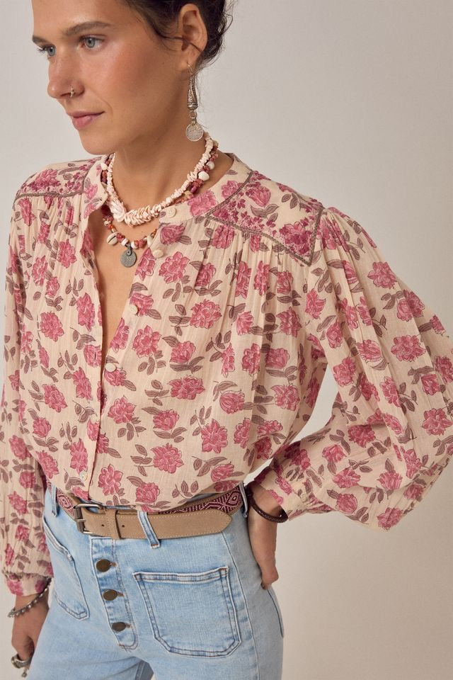 Lennox Blouse in Gordon Roses Pink by Maison Hotel