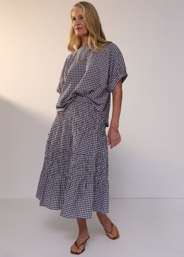 Mira Top in Ink Gingham by POL