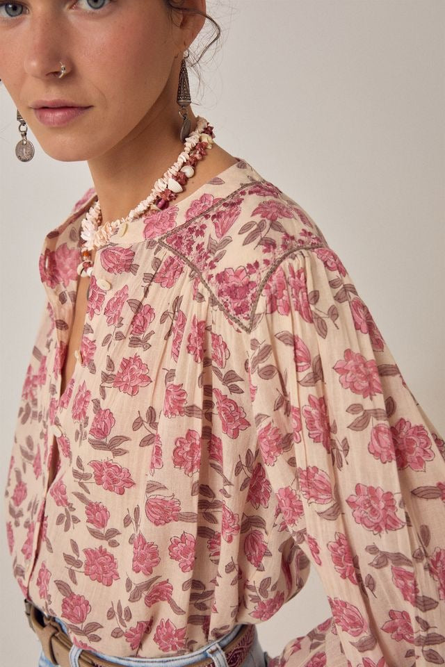 Lennox Blouse in Gordon Roses Pink by Maison Hotel