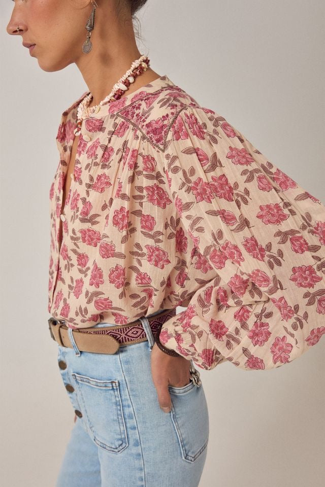 Lennox Blouse in Gordon Roses Pink by Maison Hotel