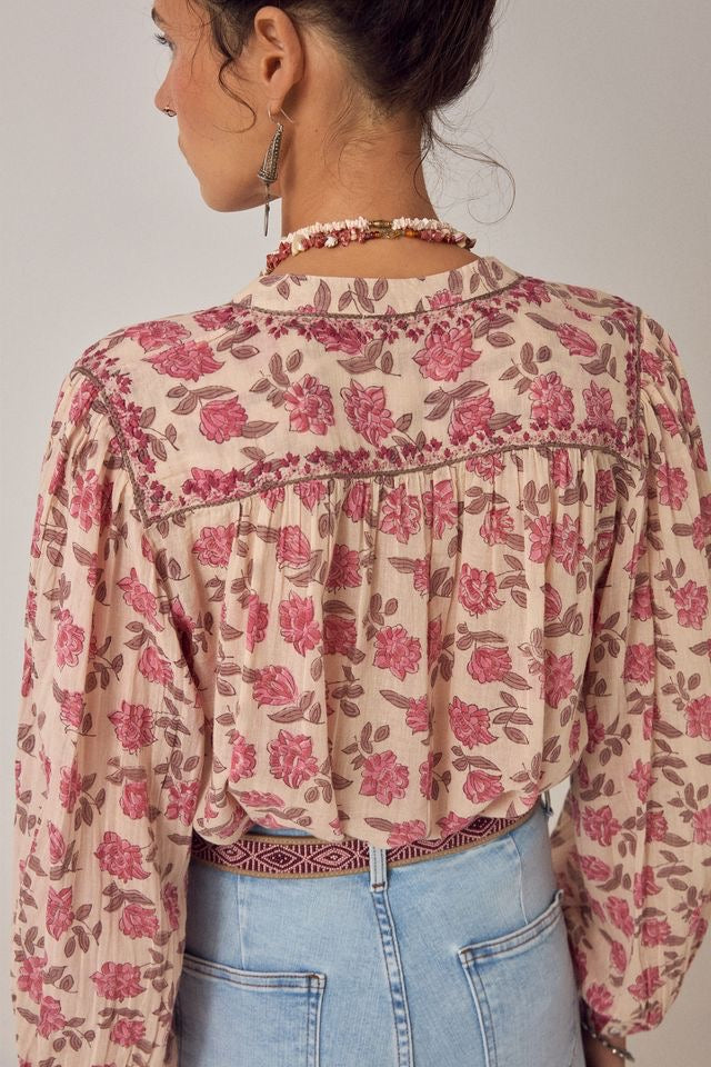 Lennox Blouse in Gordon Roses Pink by Maison Hotel