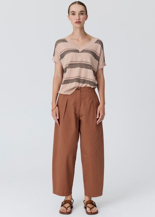 Liana V-Nrck Pointelle Knit in Pink/Black by POL