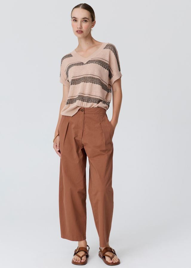 Liana V-Nrck Pointelle Knit in Pink/Black by POL