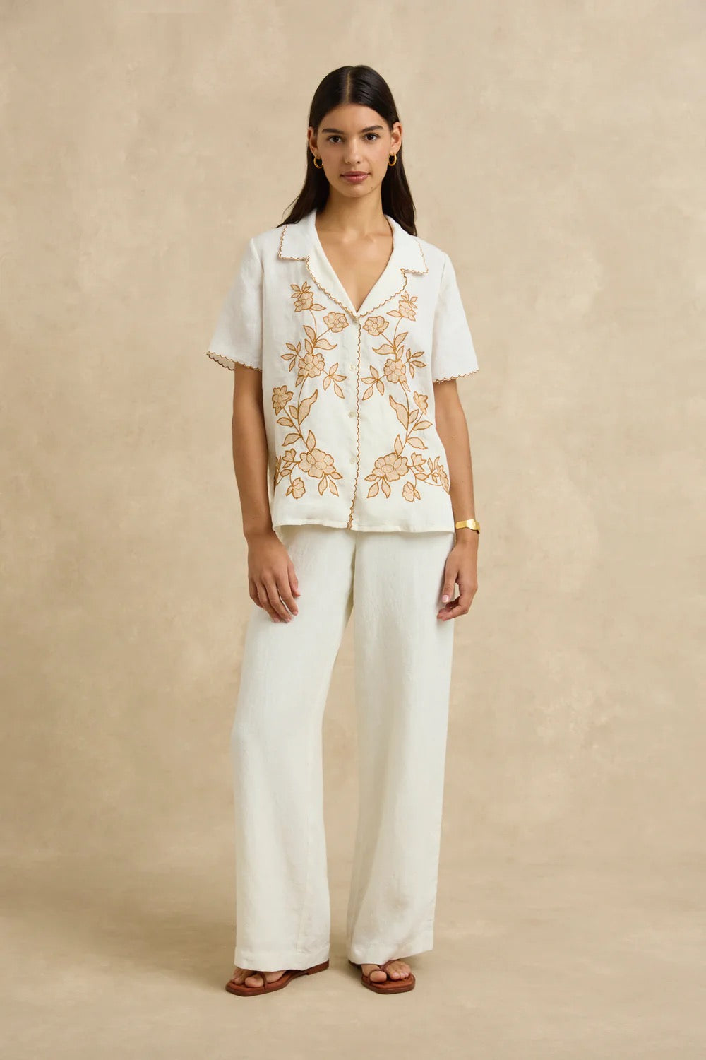 Gabriella Shirt in Bloom Ivory Embroidery by Hannah Artwear