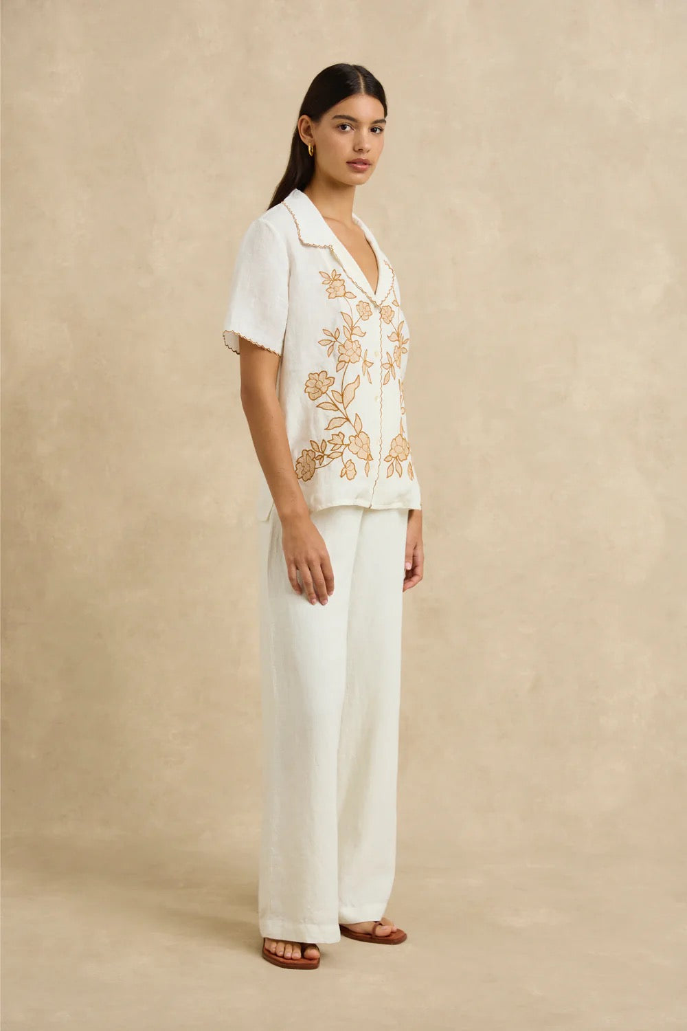 Gabriella Shirt in Bloom Ivory Embroidery by Hannah Artwear