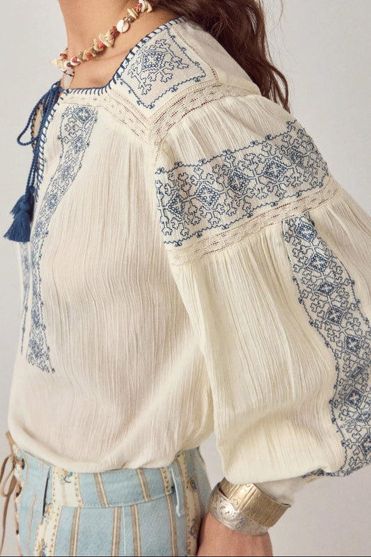 Claudia Blouse in Indigo Poet by Maison Hotel