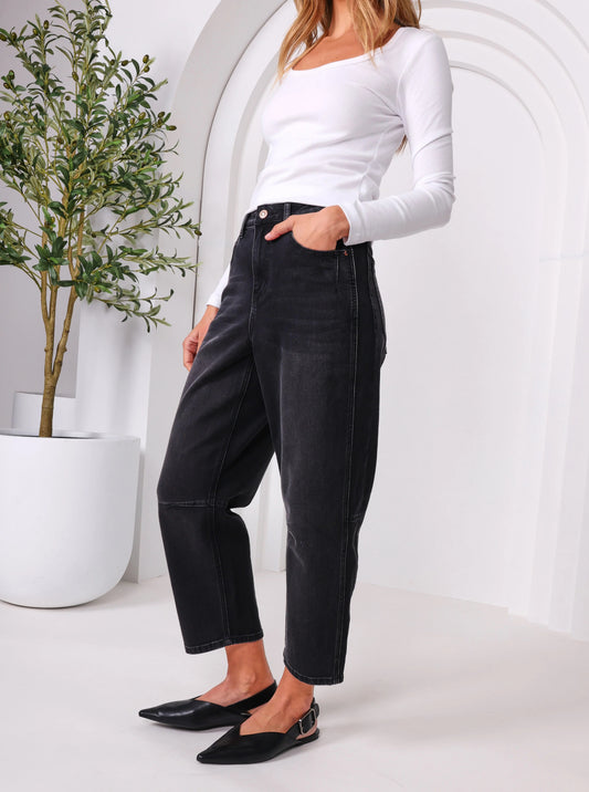 Toni Barrel Jean in Black by Monaco Jeans