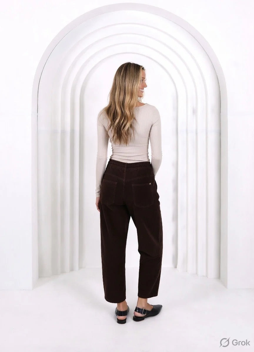 Leo Barrel Jean in Chocolate Cord by Monaco Jeans