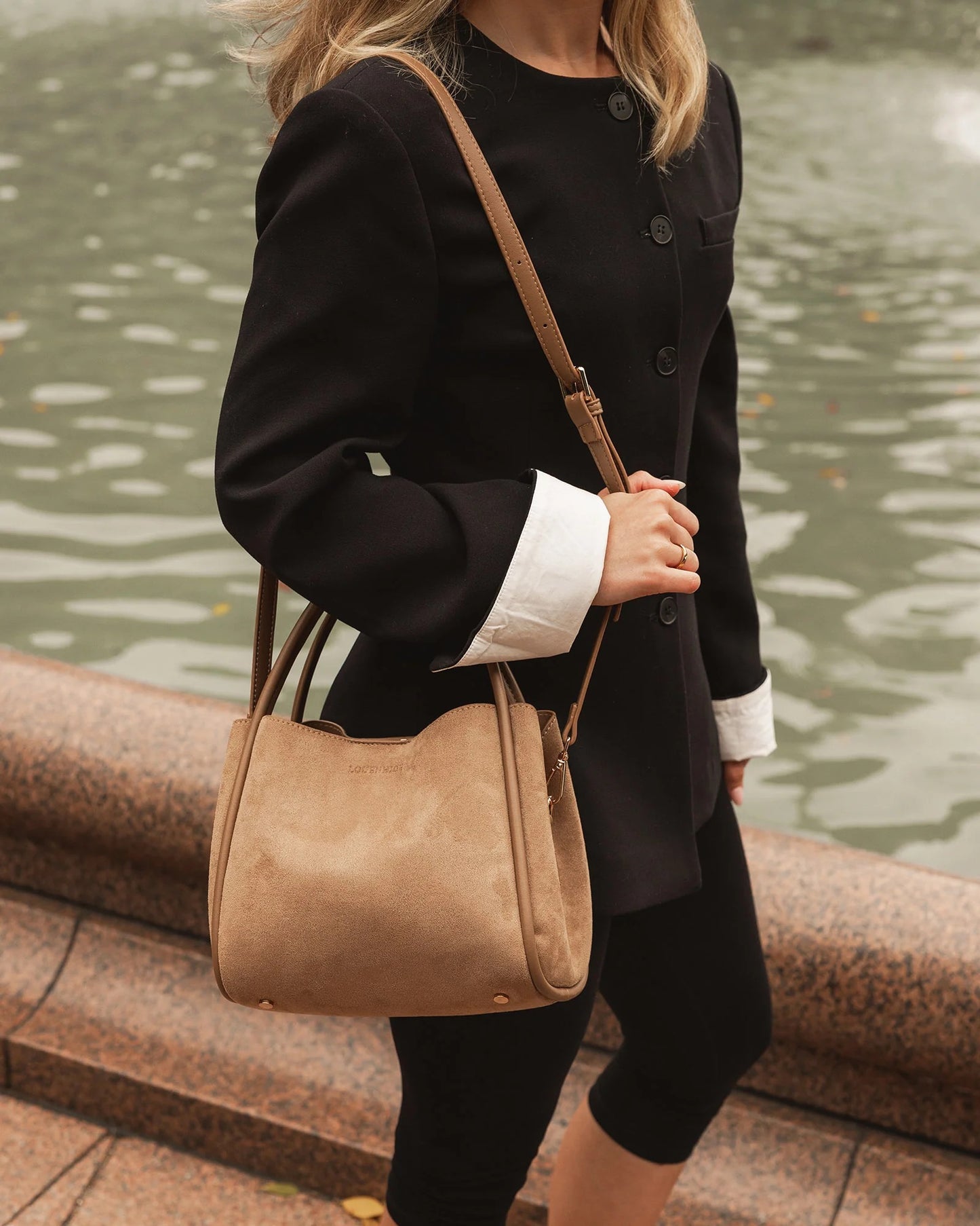 Steffie Suedette Mini Tote Bag in Honey by Louenhide