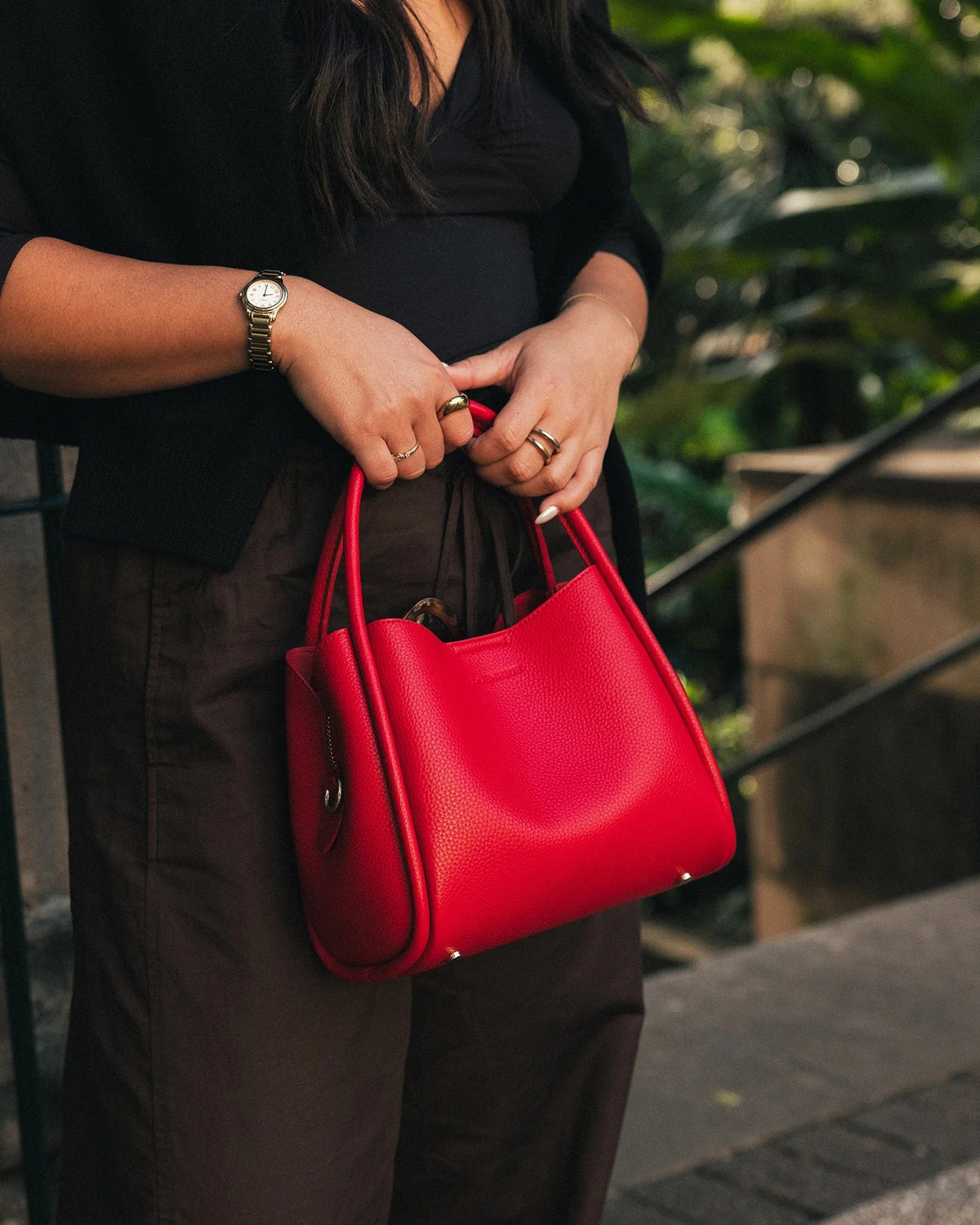 Steffie Mini Tote Bag in Red by Louenhide