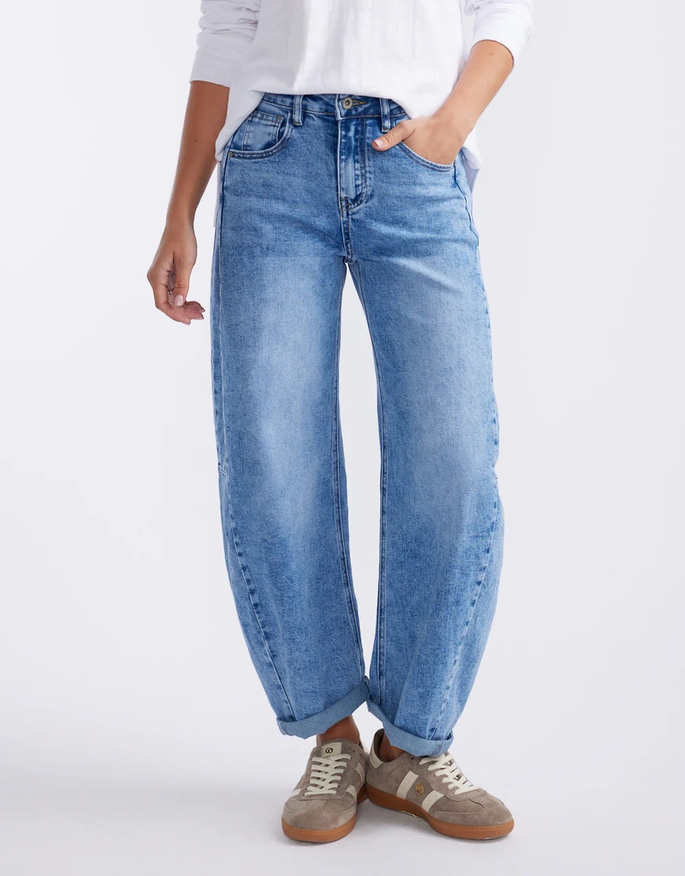 Idaho Barrel Jean in Blue Denim by Italian Star