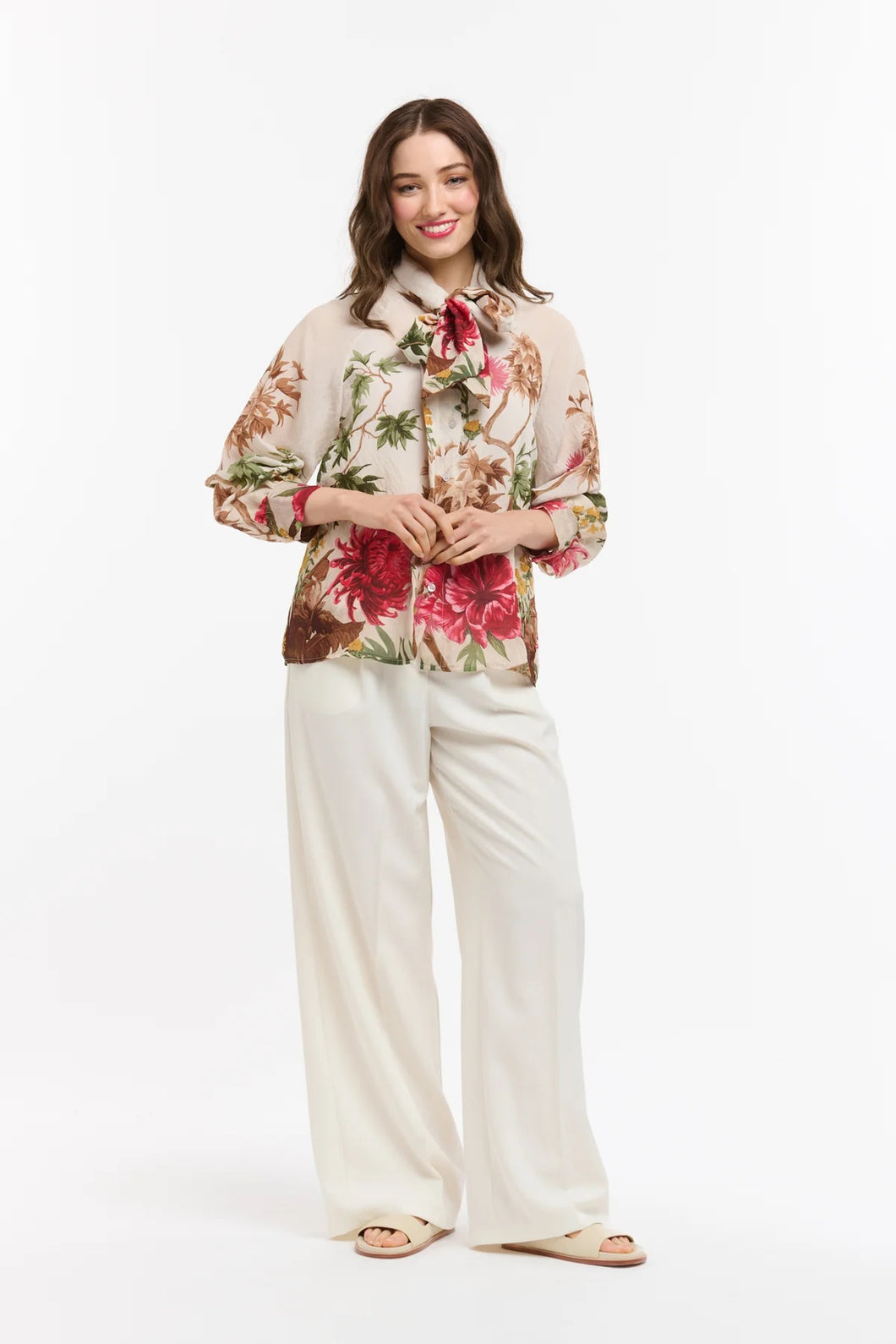 Flowers Bow Blouse by Urban Luxury