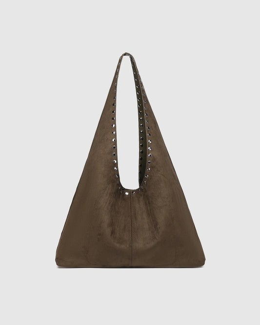 Hailey Suedette Shoulder Bag in Olive Chocolate by Louenhide
