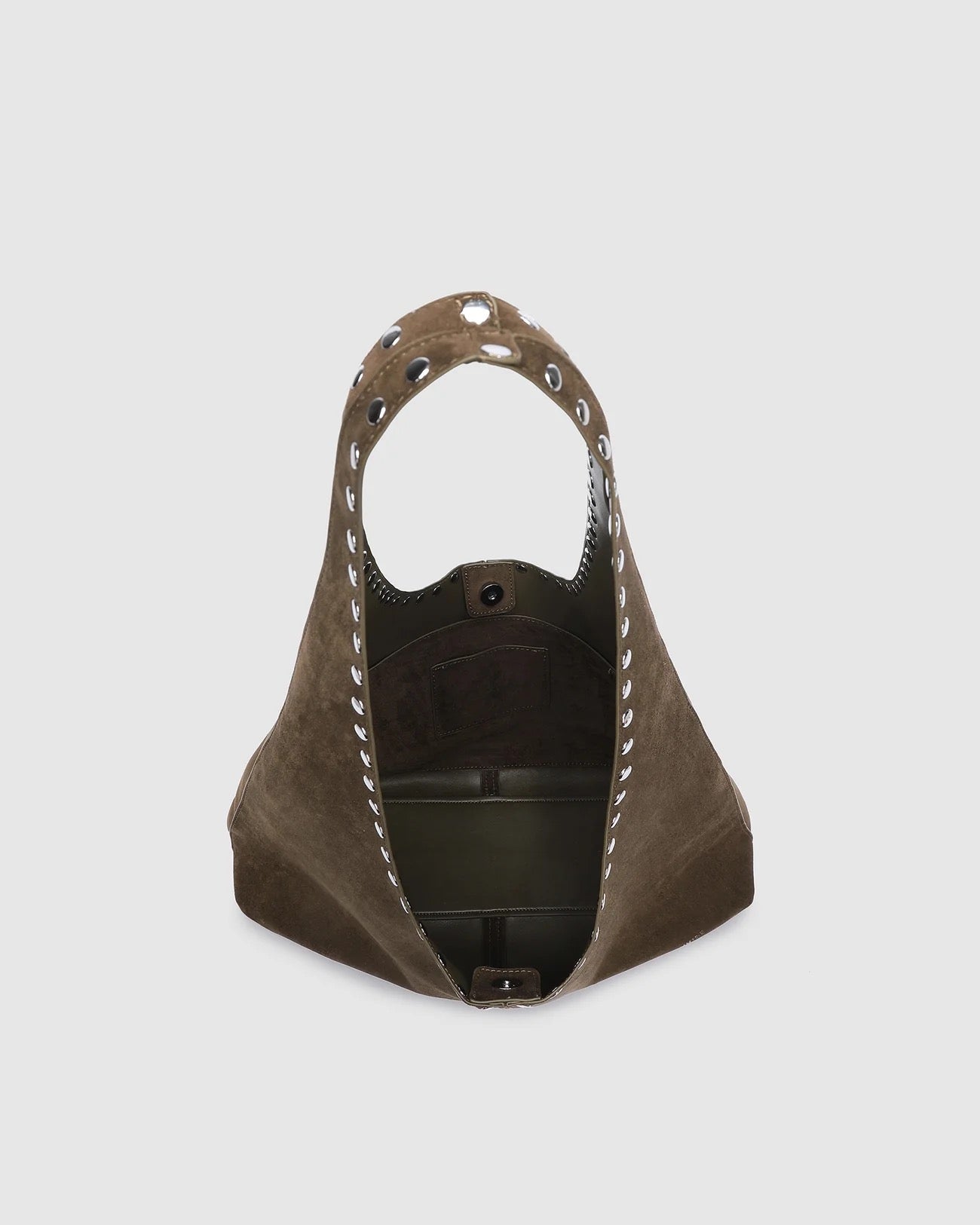 Hailey Suedette Shoulder Bag in Olive Chocolate by Louenhide