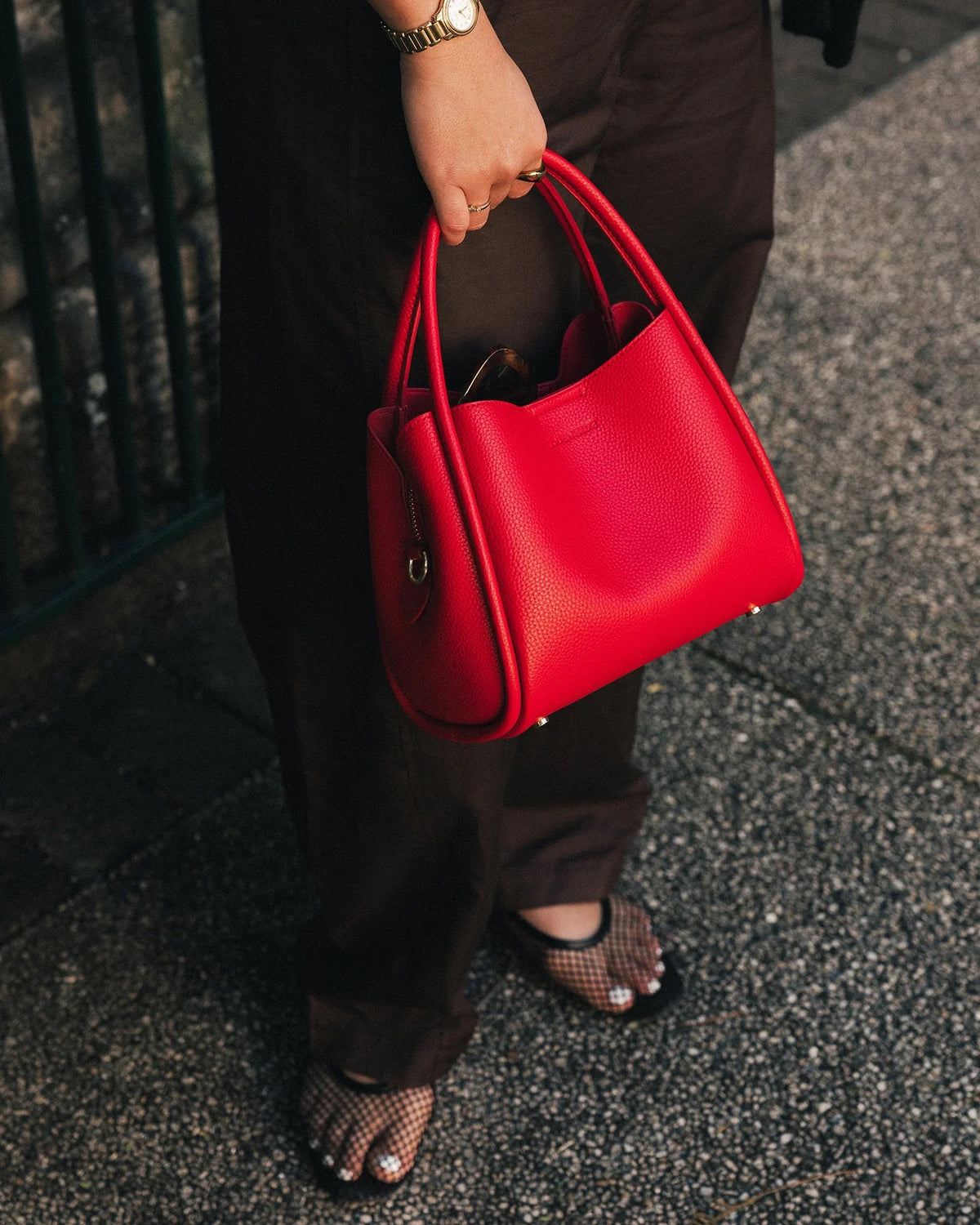 Steffie Mini Tote Bag in Red by Louenhide