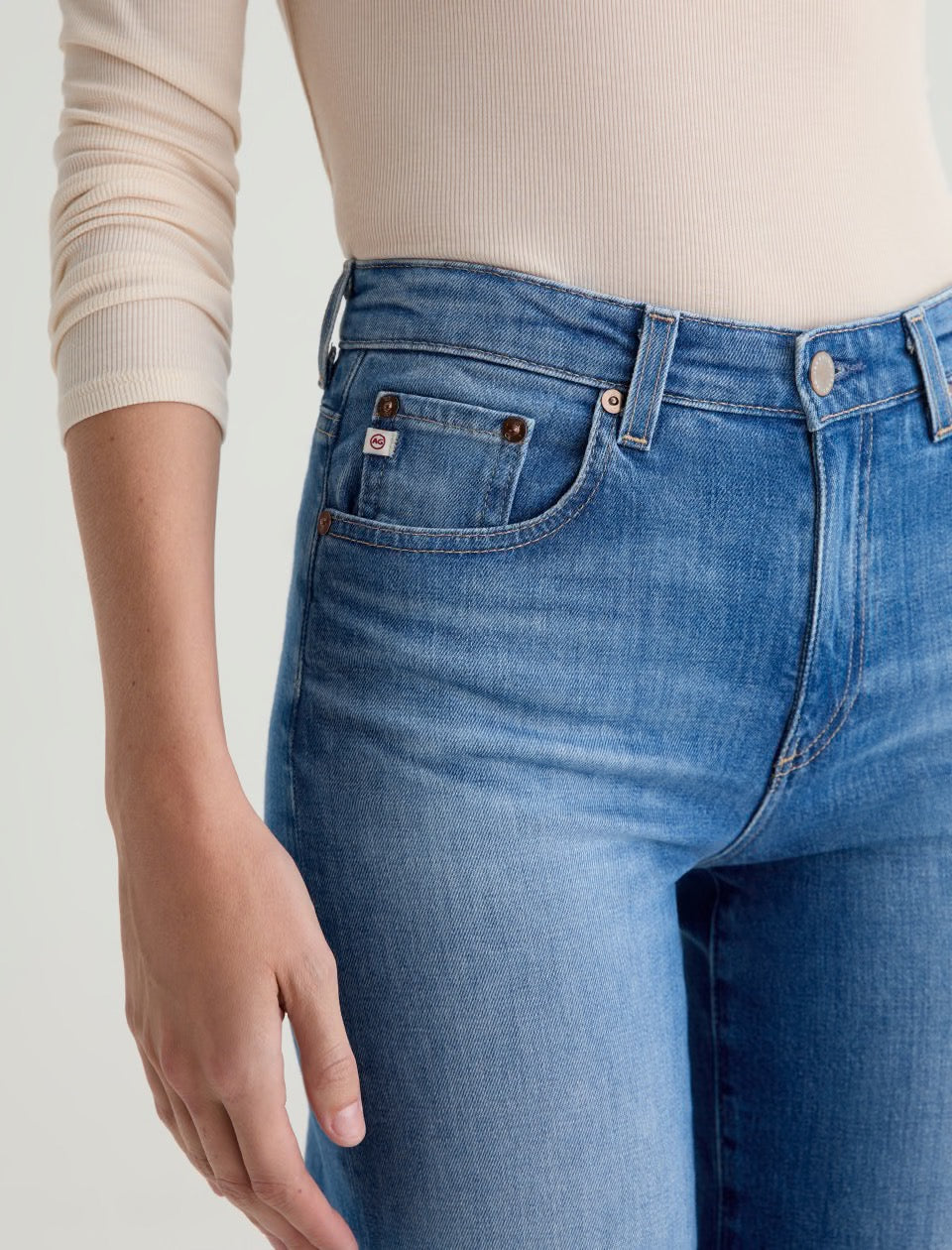 Saige Wide Leg Crop Jean in 13 Years Allure by AG Jeans
