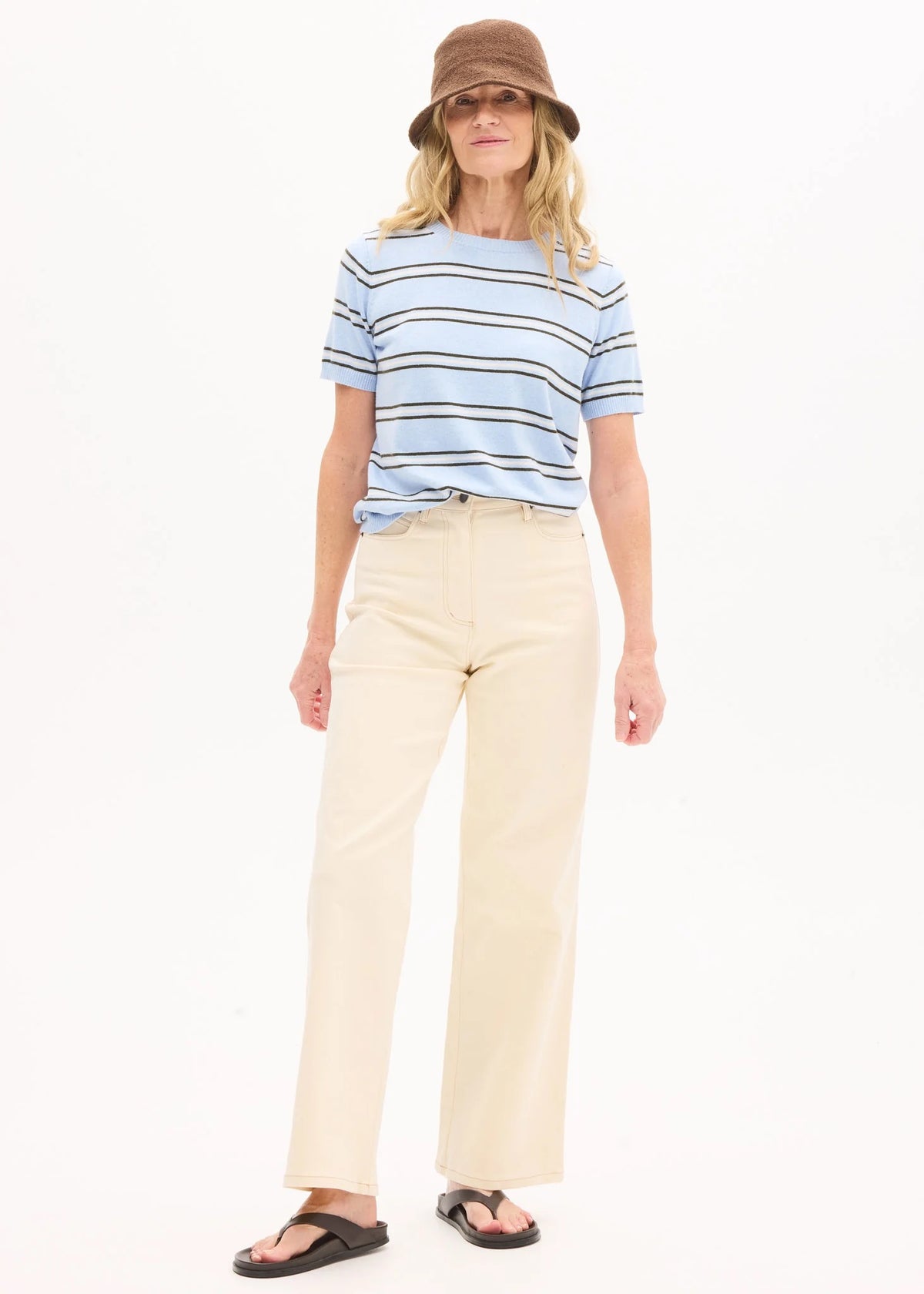 Rowan Stripe Knit in Blue/Green/Chalk by POL