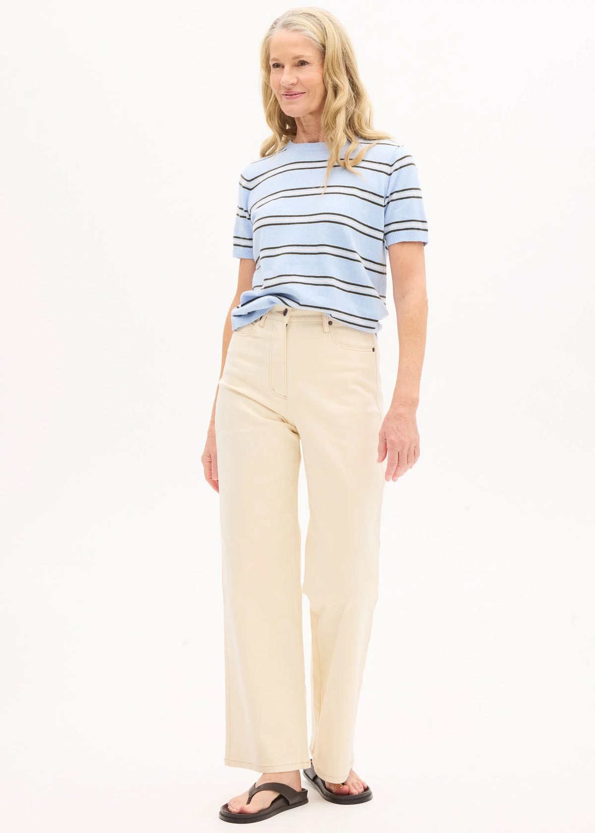 Rowan Stripe Knit in Blue/Green/Chalk by POL