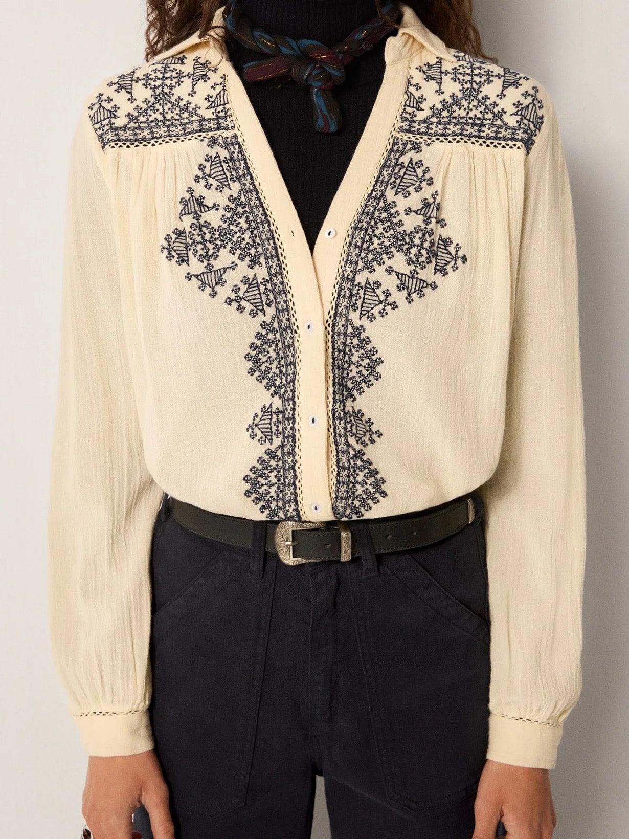 Amrit Blouse in Navy Blue by Maison Hotel
