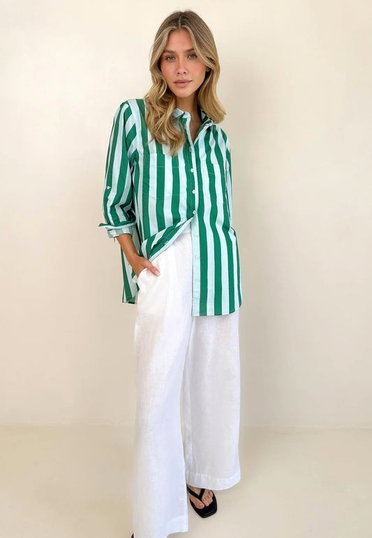 The Boyfriend Cotton Shirt in Let's Go Somewhere by HUT