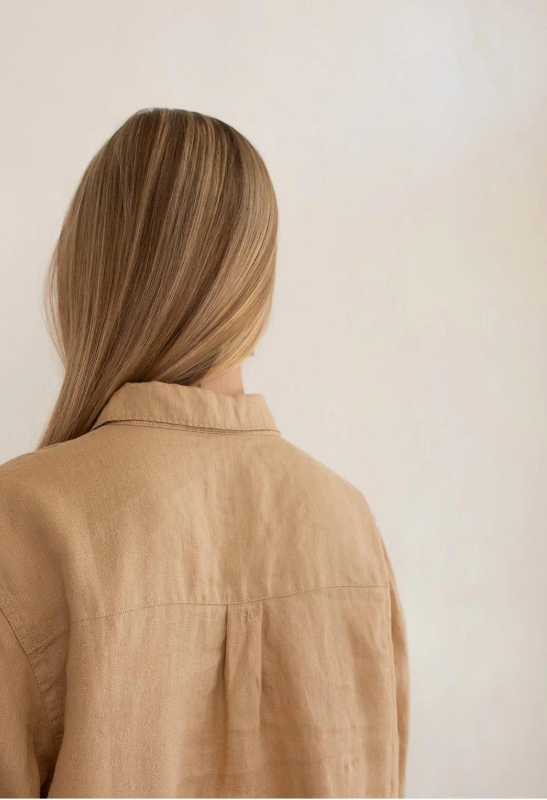 Tan Boyfriend Linen Shirt by HUT