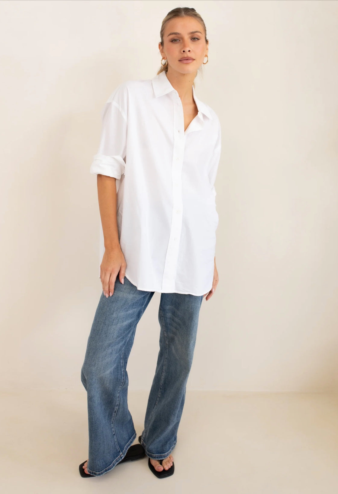 The Cotton Oversized Shirt in White by HUT