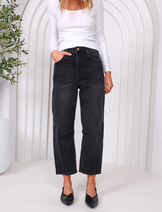 Toni Barrel Jean in Black by Monaco Jeans