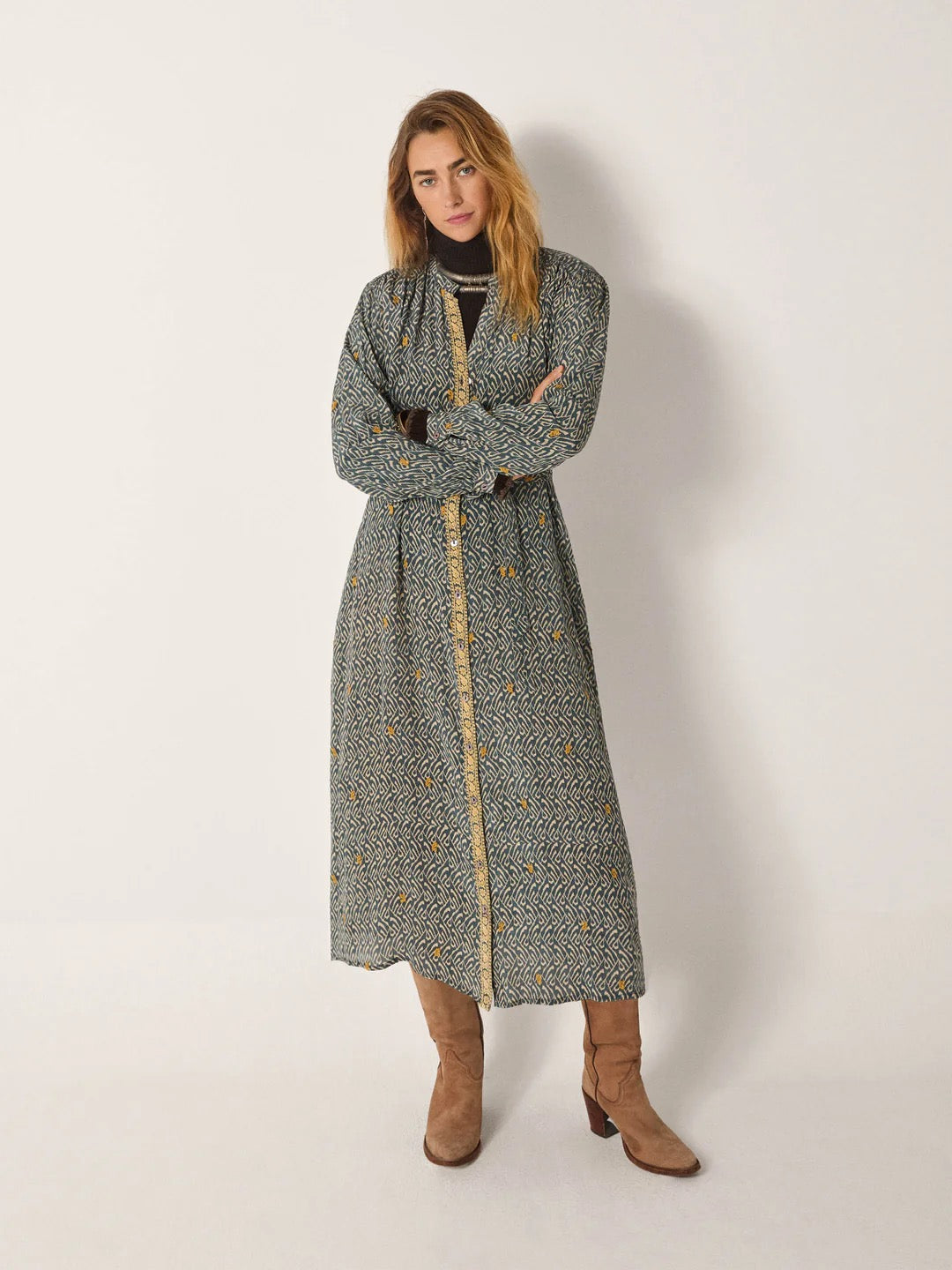 Ophelia Dress in Blue Shibori by Maison Hotel