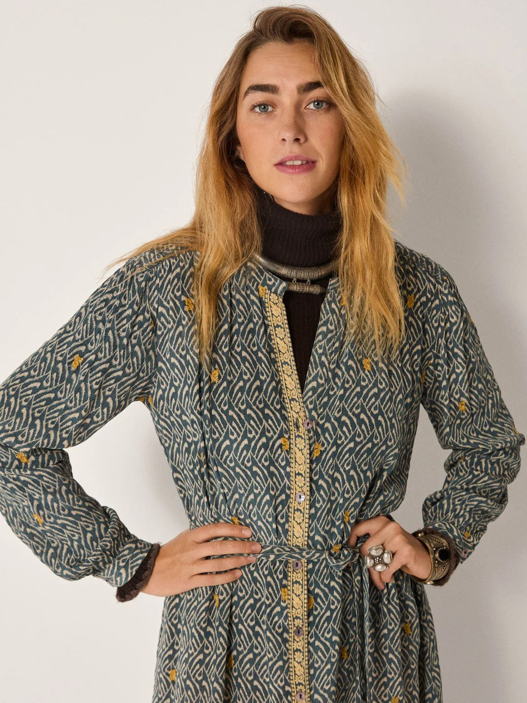 Ophelia Dress in Blue Shibori by Maison Hotel