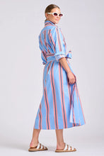 Load image into Gallery viewer, Luna Long Line Oversized Shirt Dress in Nautical Stripe by Shirty
