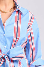 Load image into Gallery viewer, Luna Long Line Oversized Shirt Dress in Nautical Stripe by Shirty
