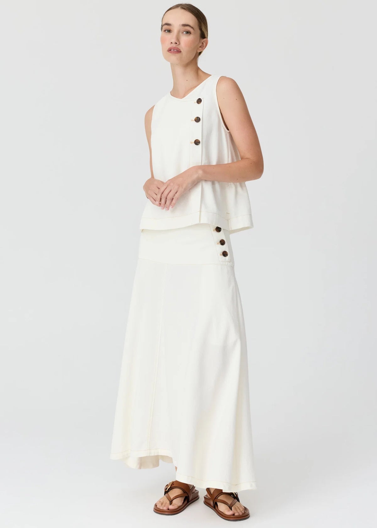Anise Denim Skirt in Chalk by POL