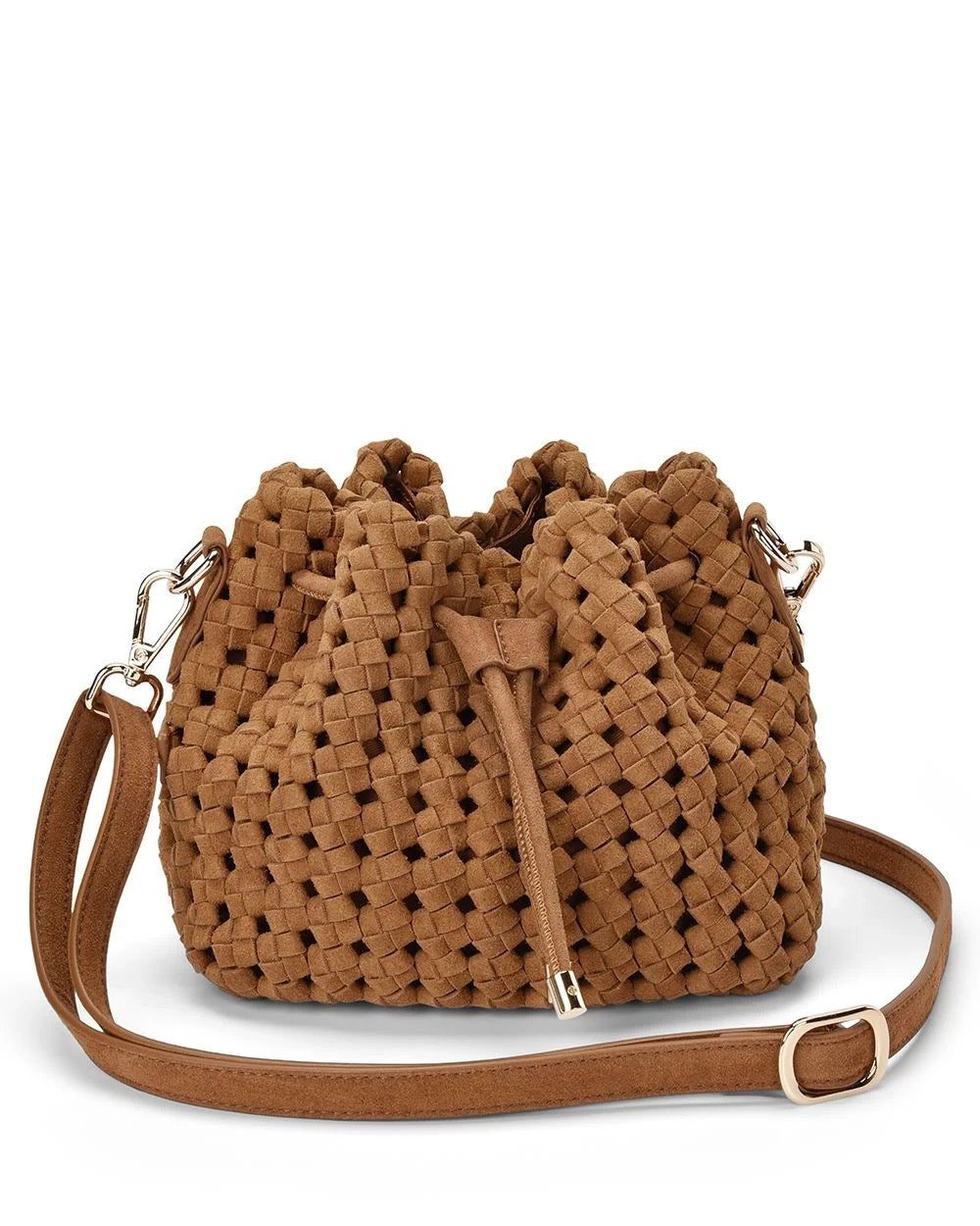Box Weave Bucket Bag in Tan by Arlington Milne