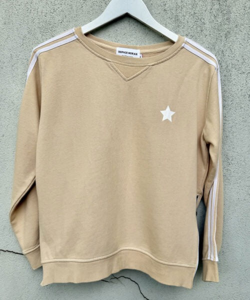 Arm Stripe Sweatshirt in Beige / White by Sophie Moran